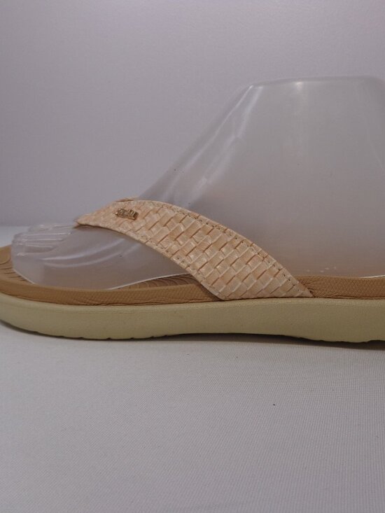 KUAILU Tan Leather Yoga Mat Comfort Arch Support Thong Sandal Woven Women's Sz 8 - Picture 2 of 6